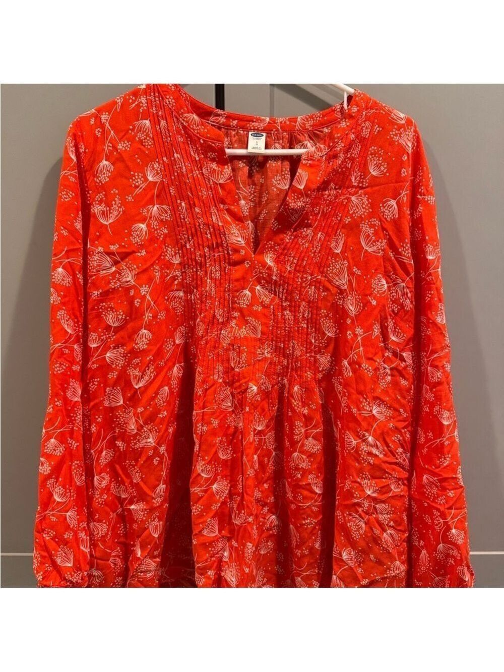Red / orange Floral Women's Top - Picture 6 of 7